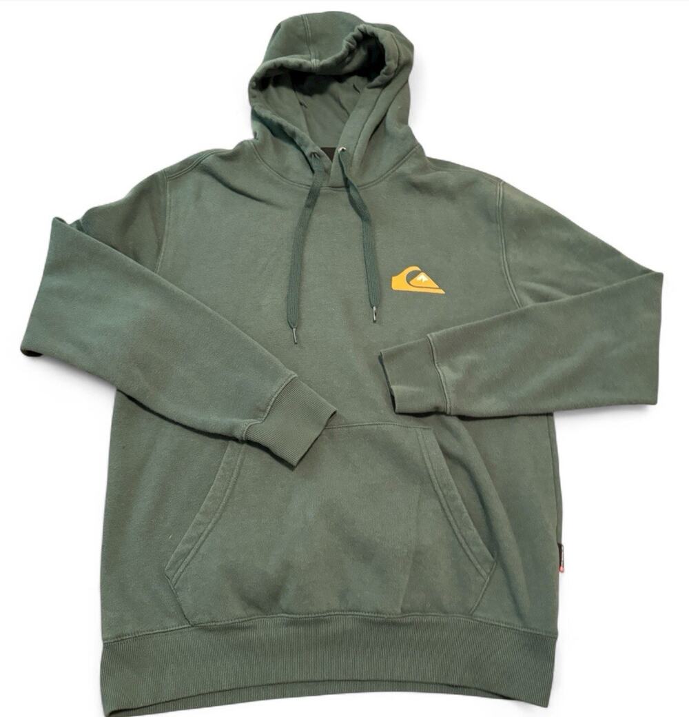 Quiksilver men’s Pullover Hoodie Sage Green Small Vintage Surfer Skater Casual